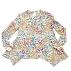 Anthropologie Maeve Floral Laiken Henley Blouse Boho—Women’s 10/L